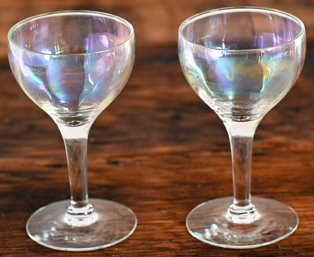 iridescent cordial glasses