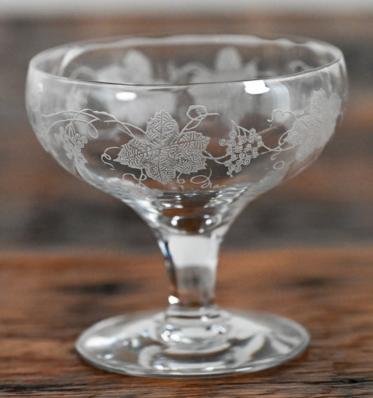Fostoria grape leaf etched cocktail coupes
