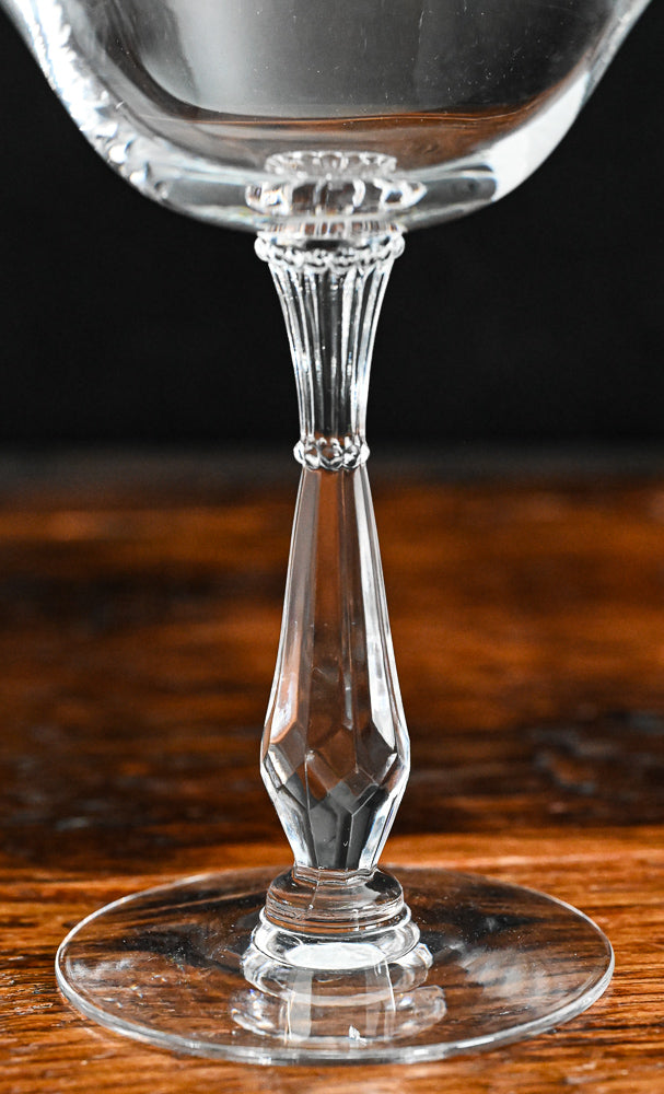 clear cocktail coupe with faceted stem
