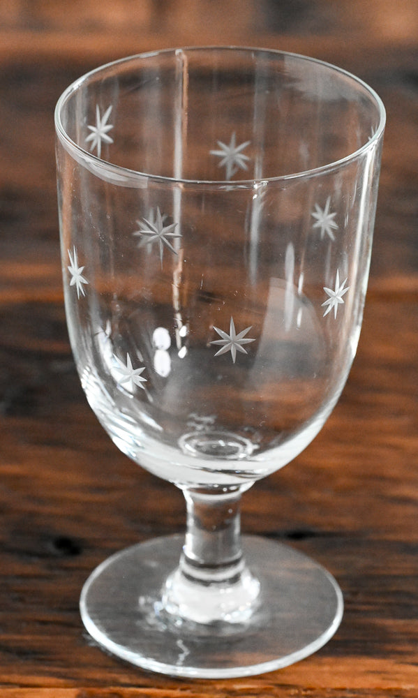 CG Quartzex star etched clear water goblets