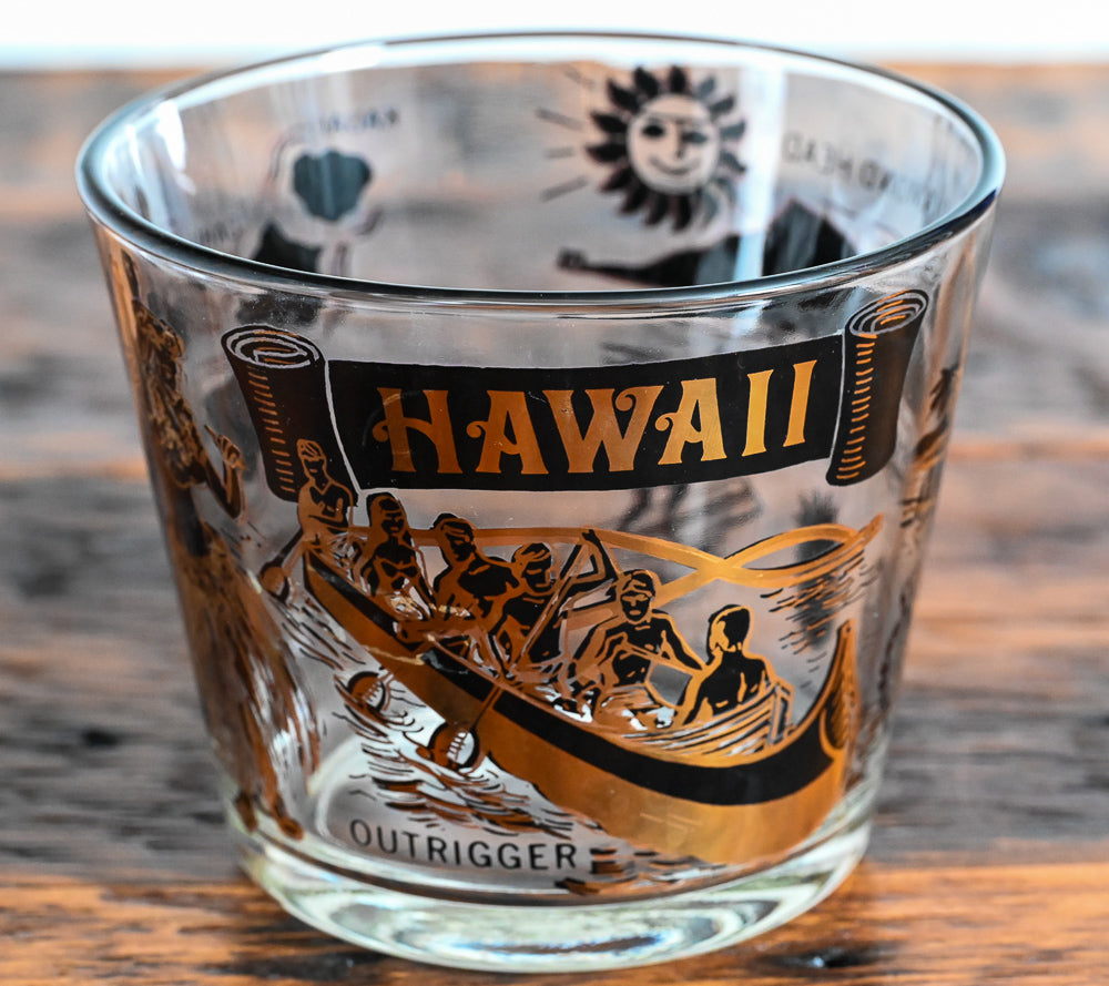 Black and gold print Hawaii Souvenir Ice Bucket