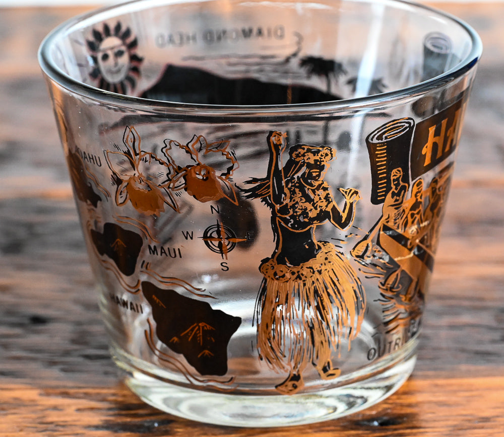 Black and gold print Hawaii Souvenir Ice Bucket