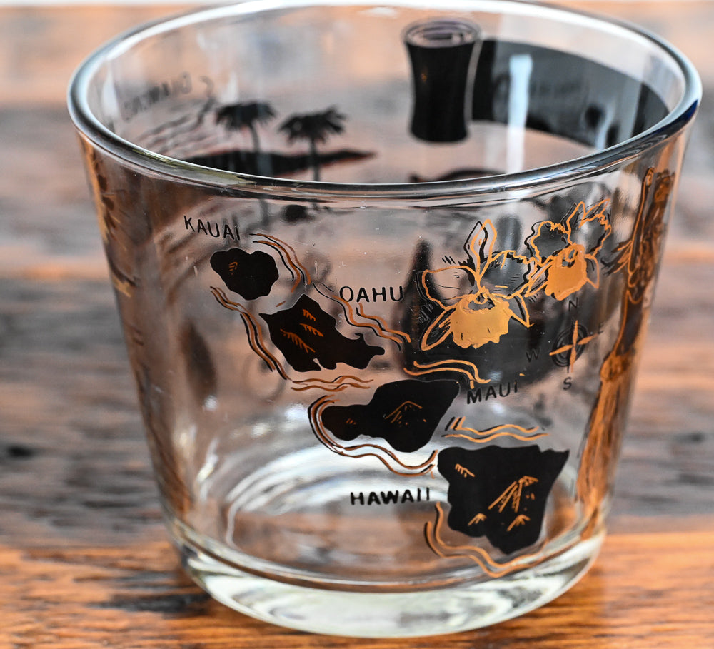 Black and gold print Hawaii Souvenir Ice Bucket