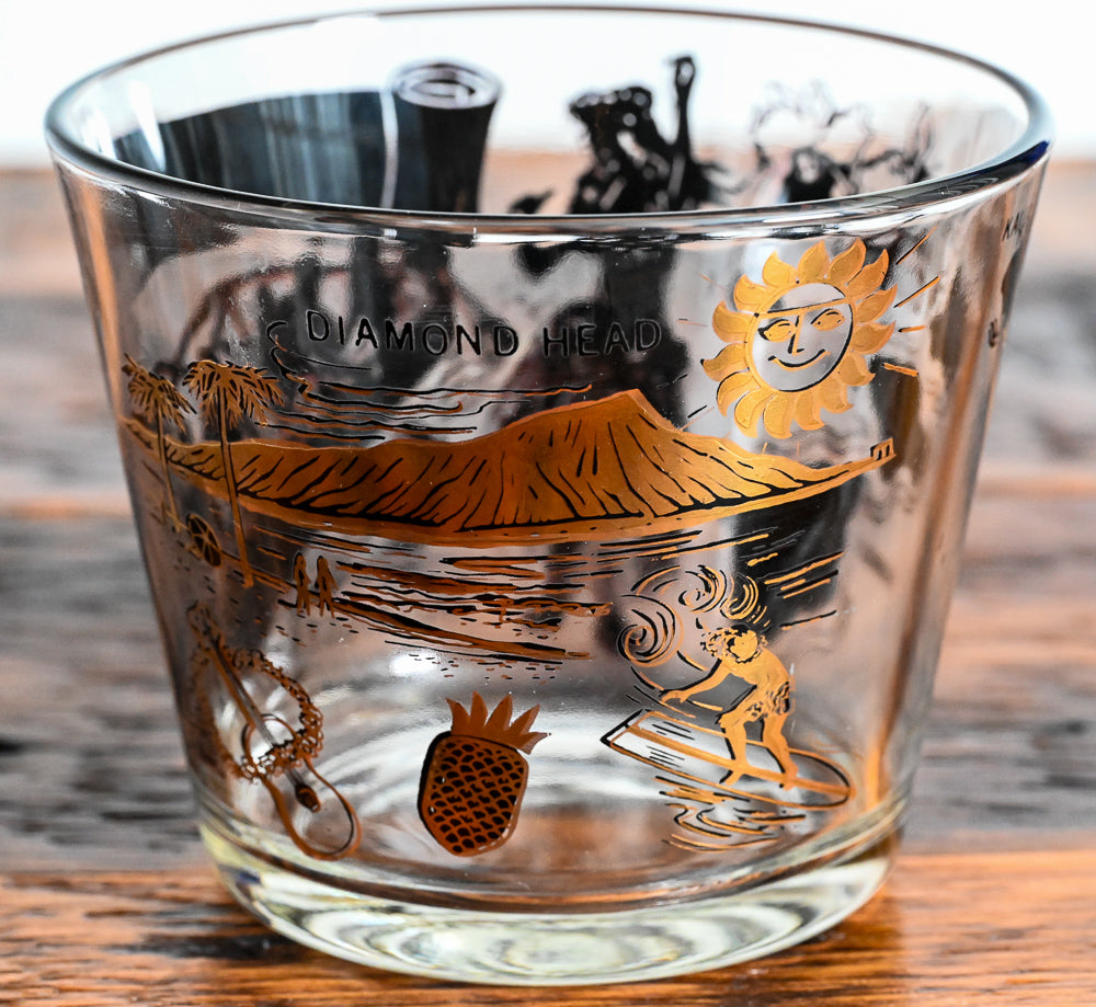 Black and gold print Hawaii Souvenir Ice Bucket