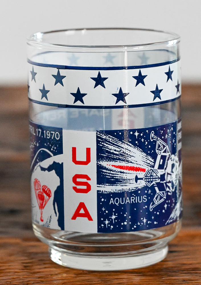 Apollo 13 red white and blue Libbey tumbler