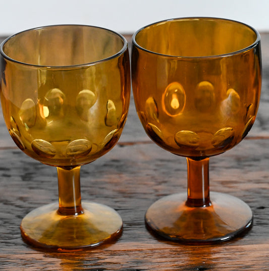 Bartlett Collins amber glass goblets