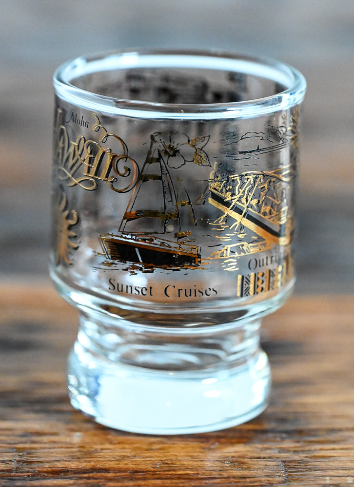 hawaii black and gold print shot glass