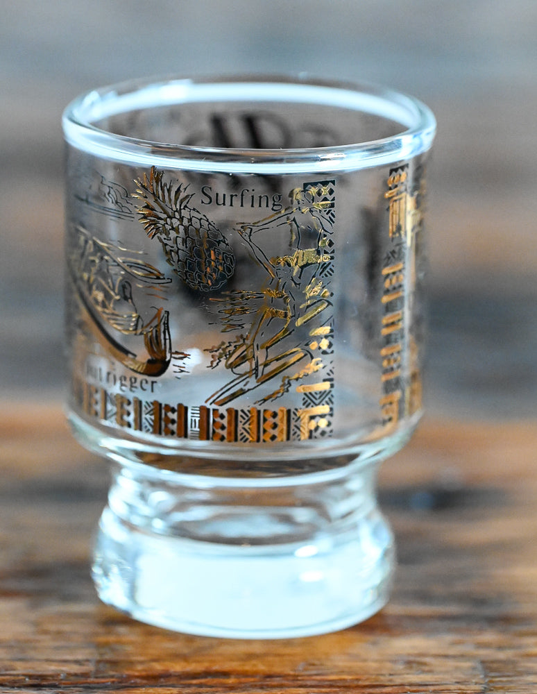 hawaii black and gold print shot glass