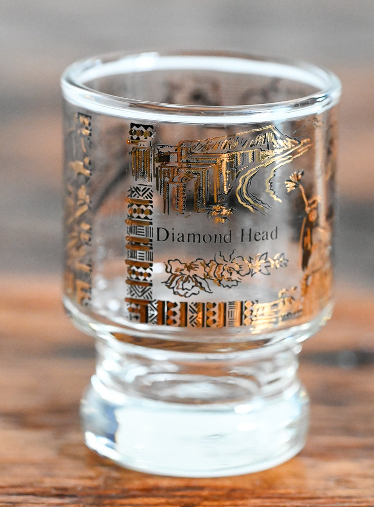 hawaii black and gold print shot glass