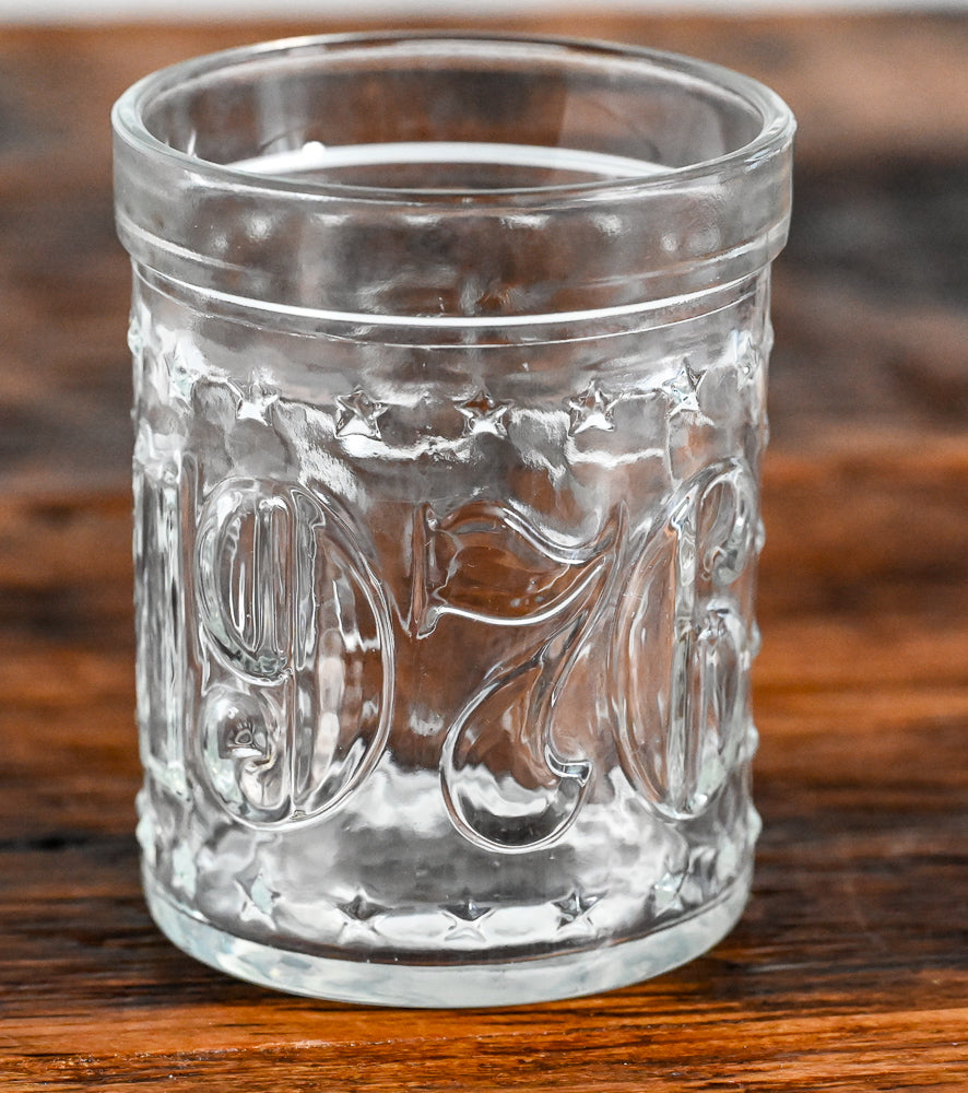 clear bicentennial glass 1776-1976