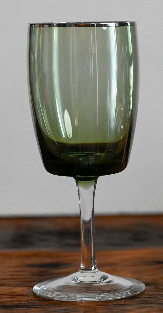 spring green platinum rim, clear stem Gorham Crystal Reizart wine goblets