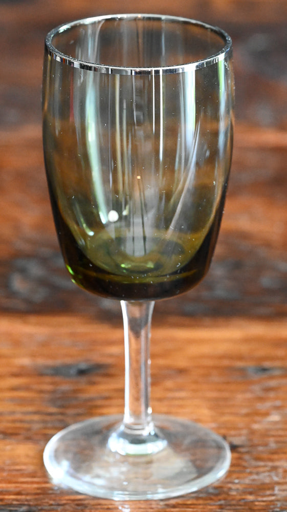 spring green platinum rim, clear stem Gorham Crystal Reizart wine goblets