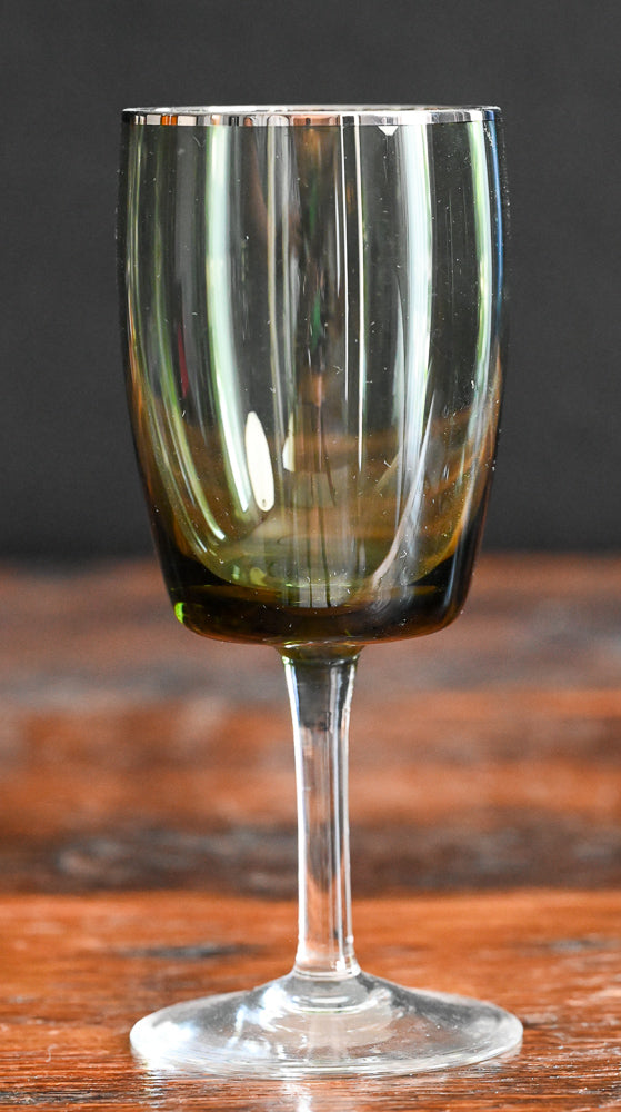 spring green platinum rim, clear stem Gorham Crystal Reizart wine goblets