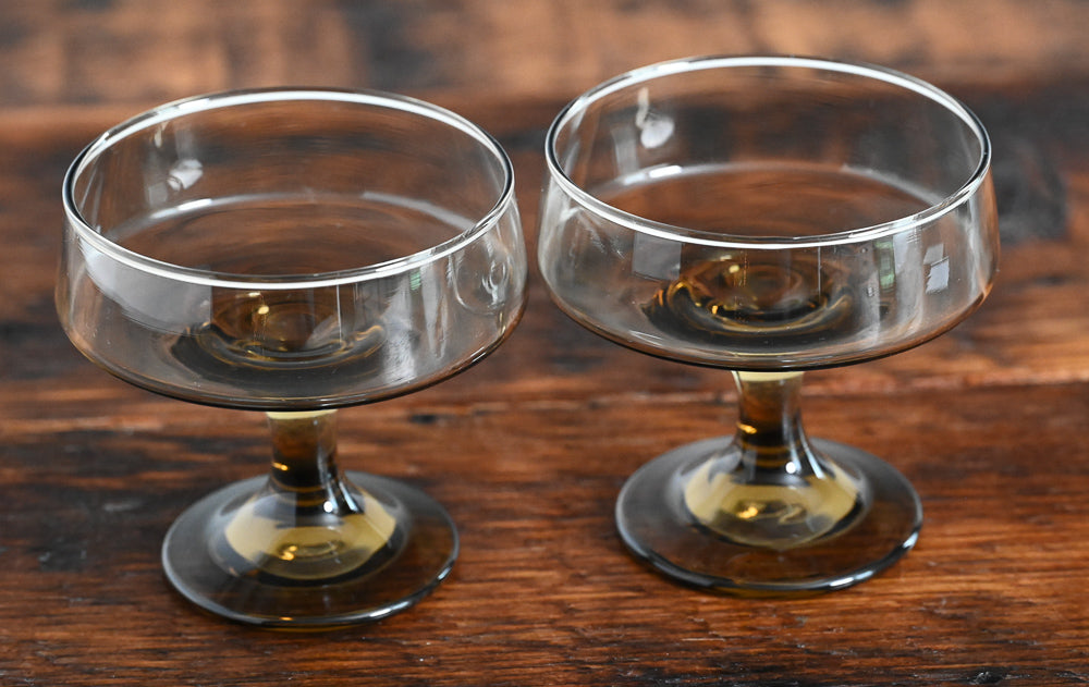 smoke brown 1970s stemmed glassware