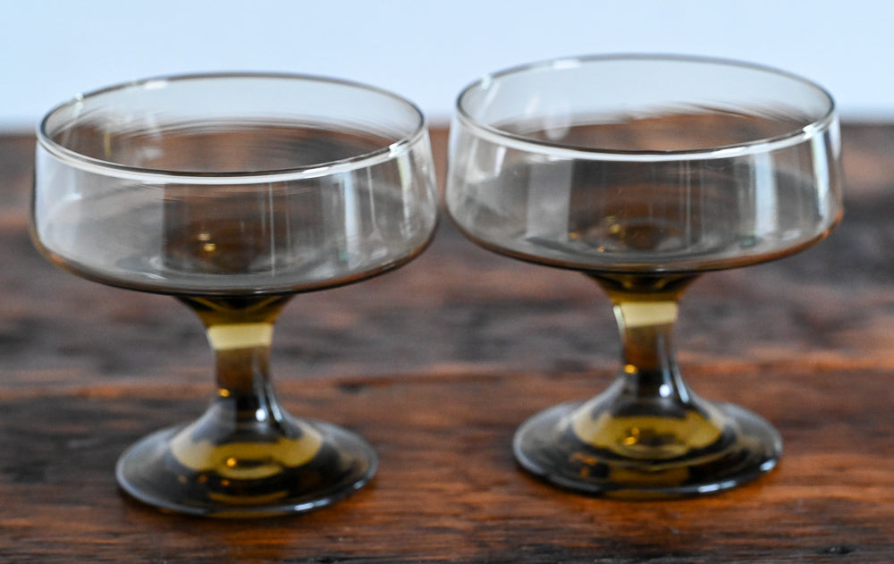 smoke brown 1970s stemmed glassware