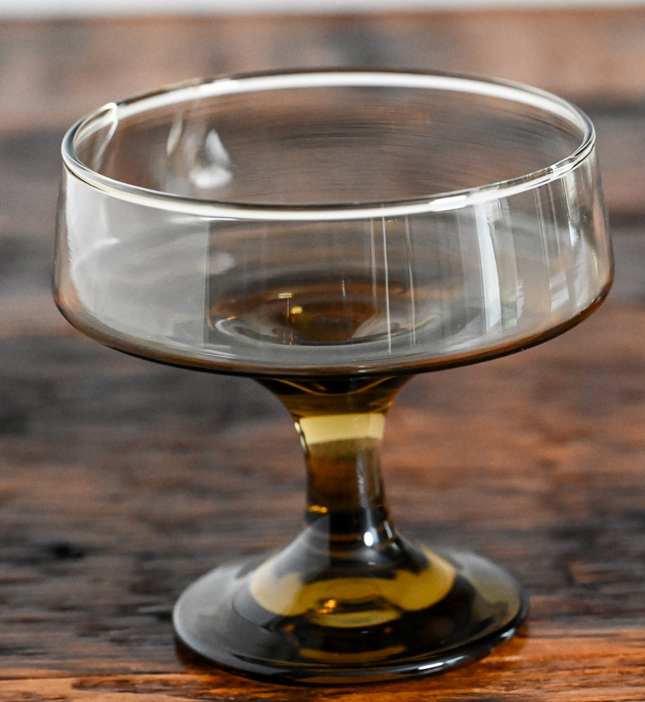 smoke brown 1970s stemmed glassware