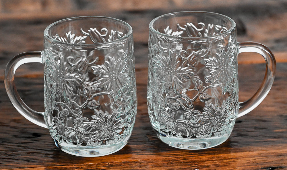 Princess House poinsettia glass mugs