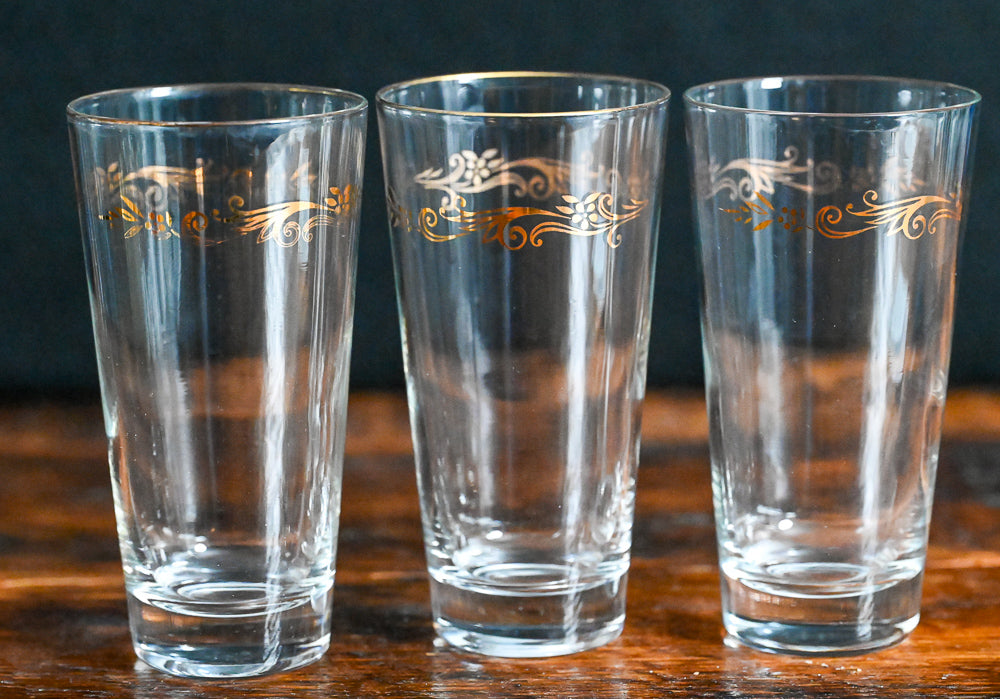 gold Homer Laughlin tumbler glasses