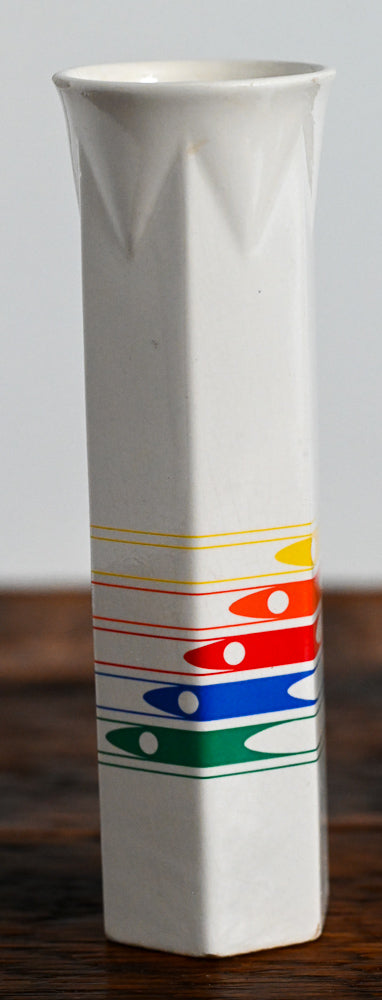 FTDA 1986 cream vase with rainbow lines