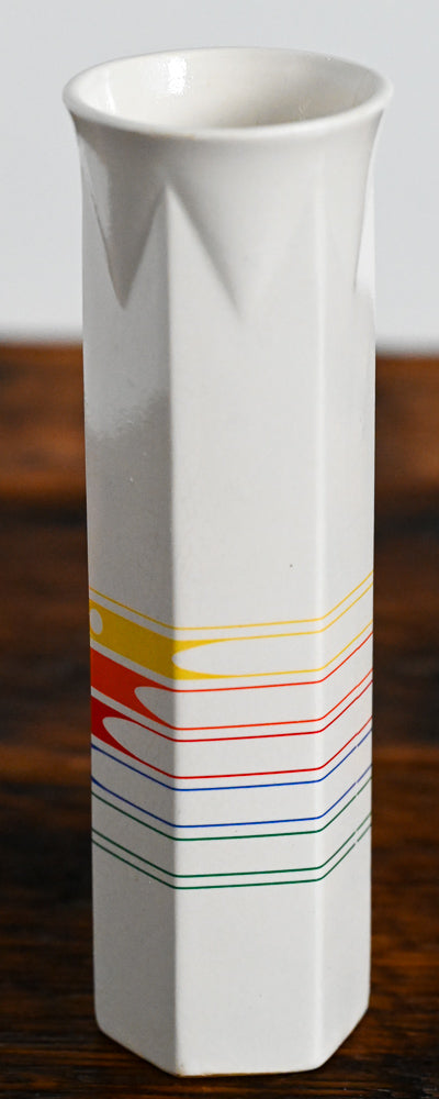 FTDA 1986 cream vase with rainbow lines