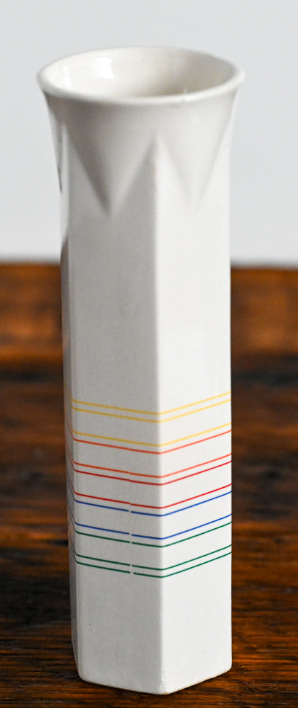 FTDA 1986 cream vase with rainbow lines