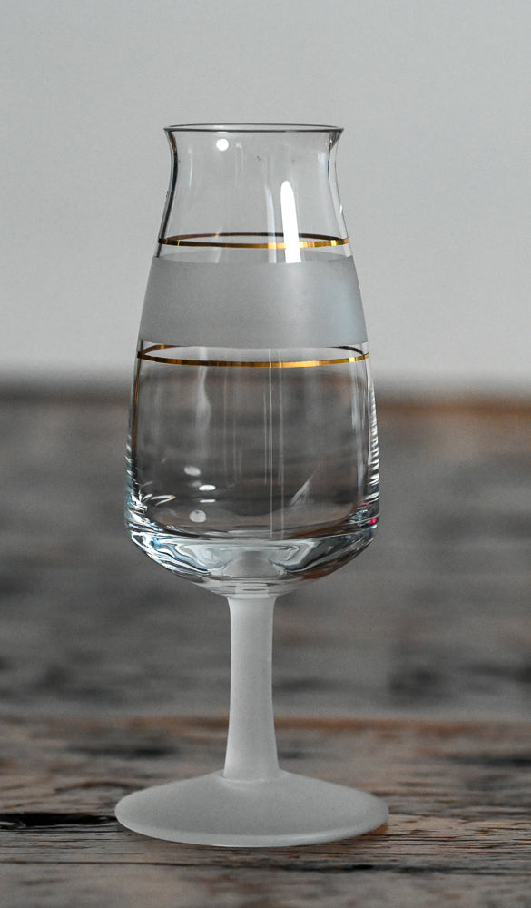 Frosted and Gold Stripe Wine Glasses
