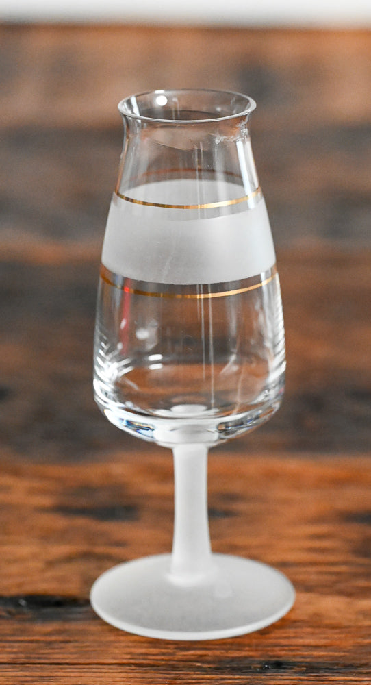 Frosted and Gold Stripe Wine Glasses