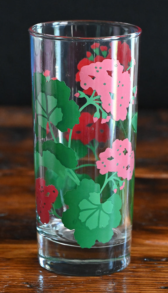 pink and green floral Avon Summer Fantasy Highball Glass