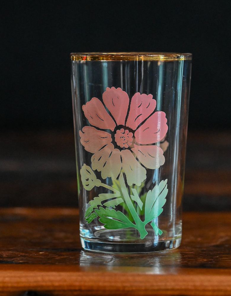 pink and peach cosmos Federal Glass juice glasses