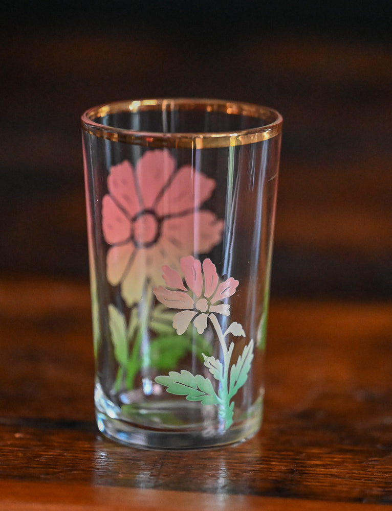 pink and peach cosmos Federal Glass juice glasses