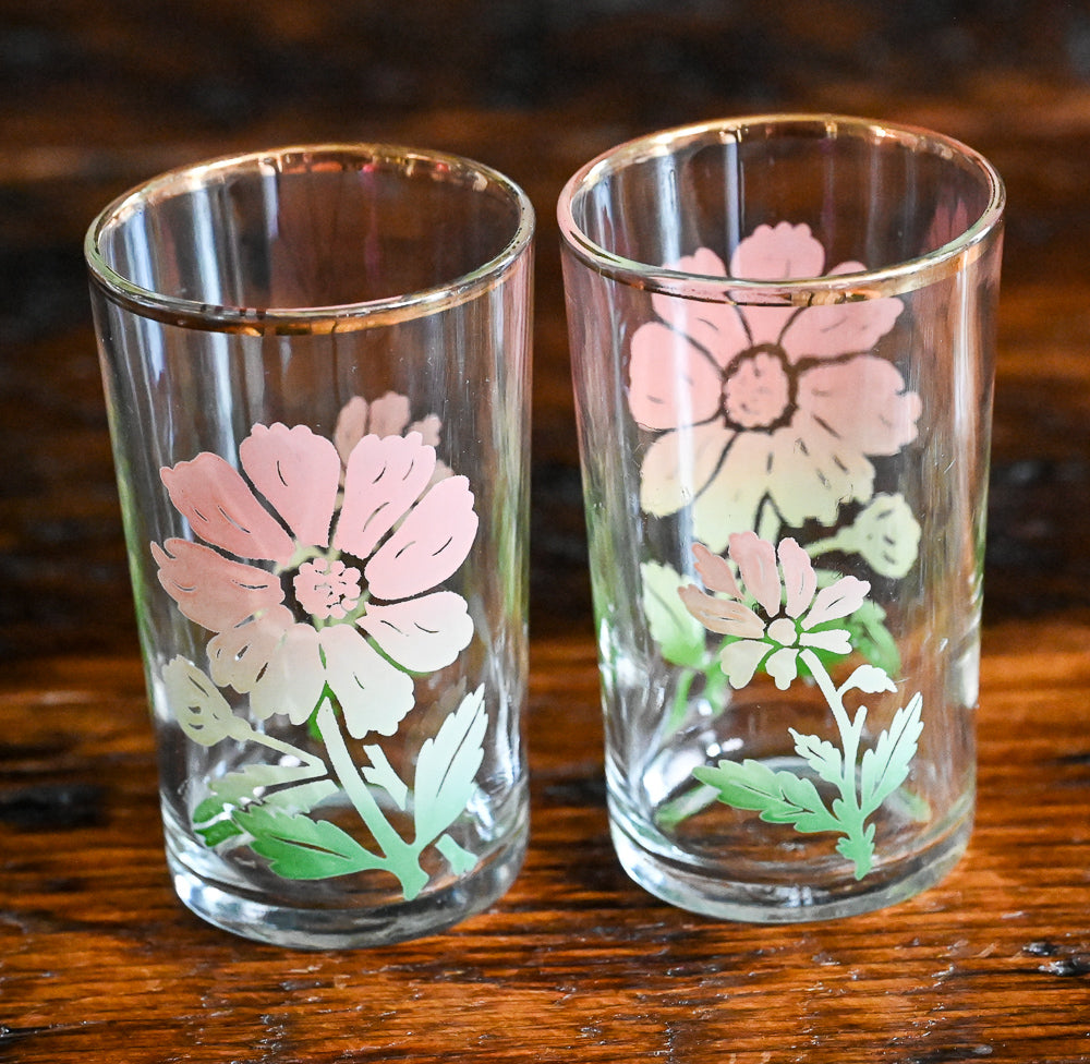 pink and peach cosmos Federal Glass juice glasses