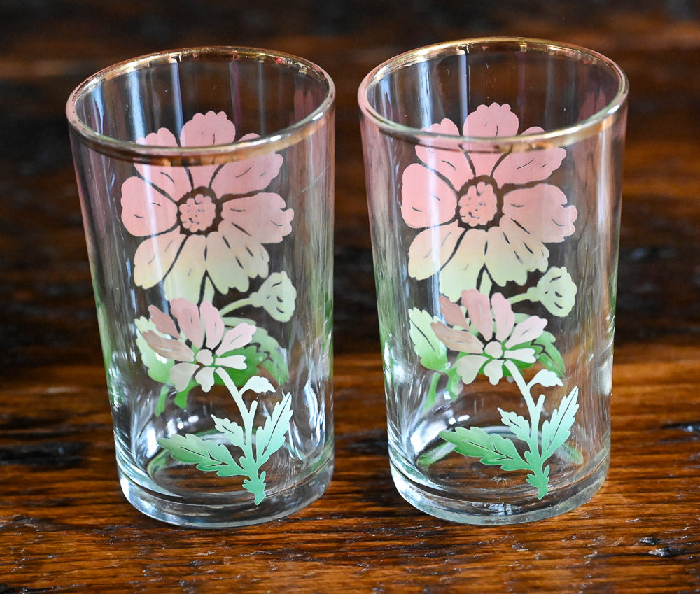 pink and peach cosmos Federal Glass juice glasses