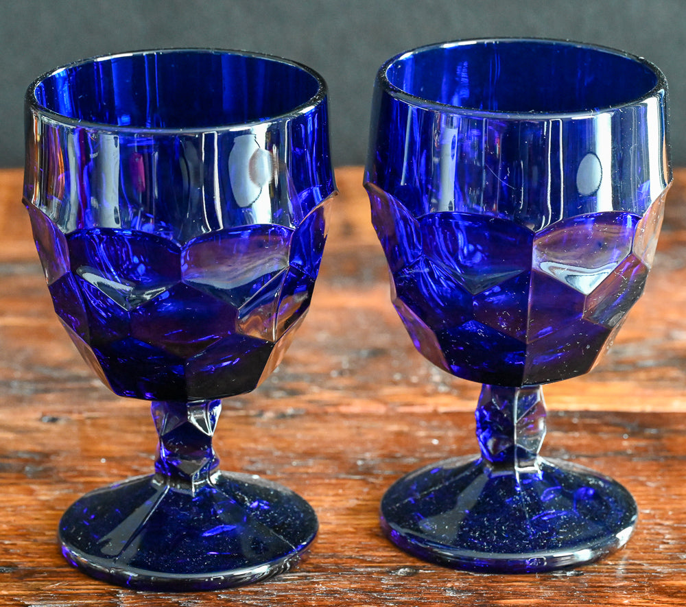 cobalt blue Viking Georgian water goblets