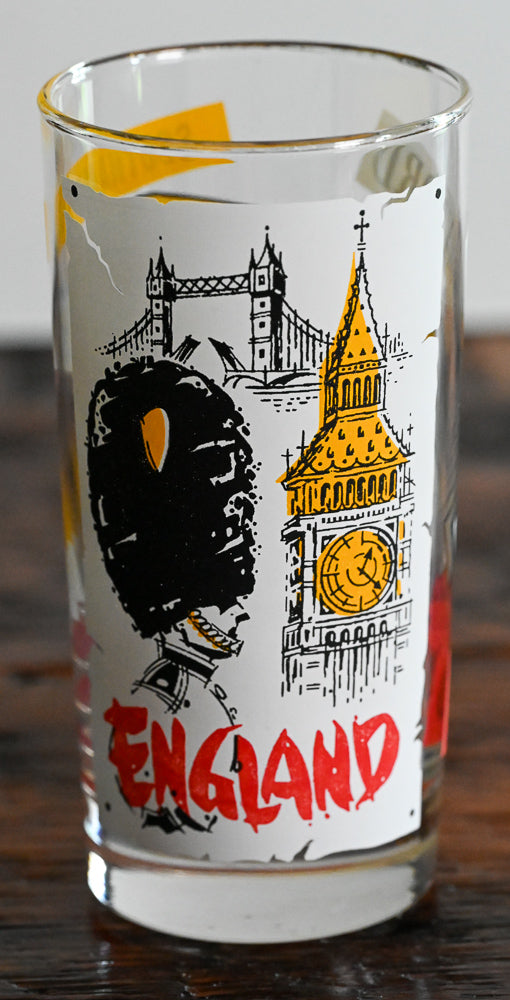 London England with guard on highball glass