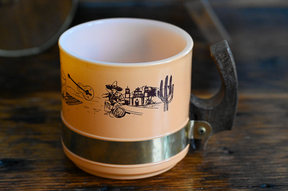 orange western scene mugs