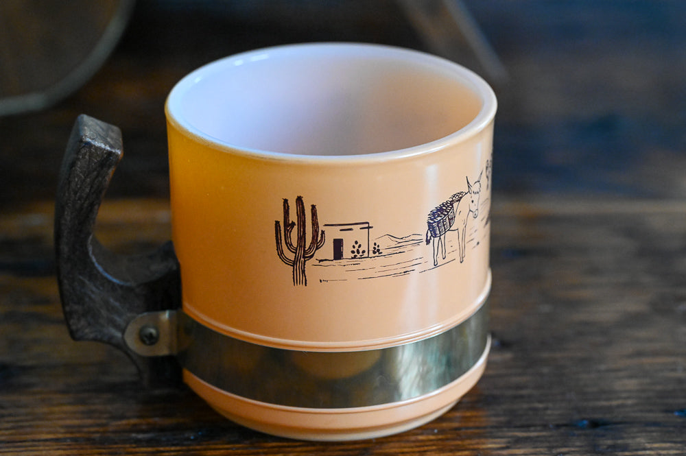 orange western scene mugs