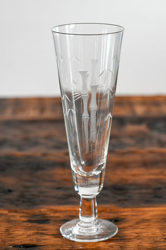 Noritake bamboo etched clear pilsner glasses