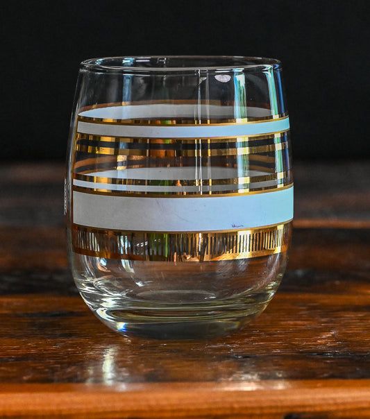 Goerges Briard white and gold striped double old fashioned glasses
