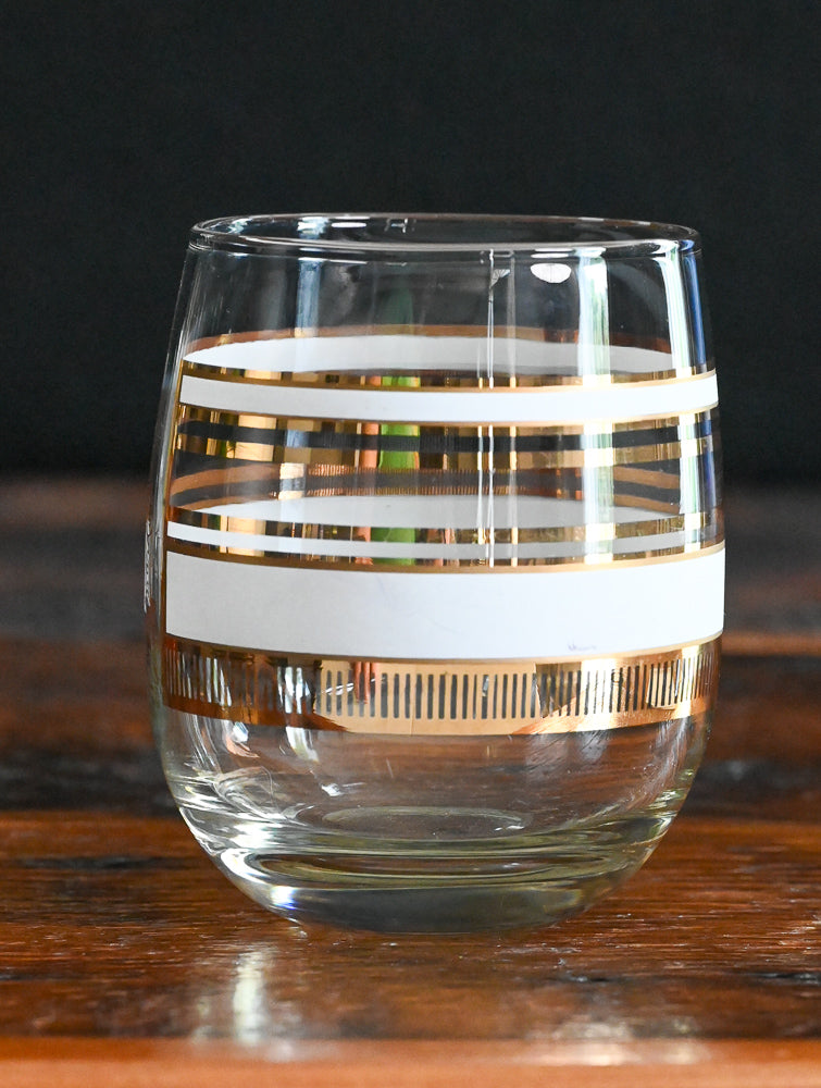 Goerges Briard white and gold striped double old fashioned glasses