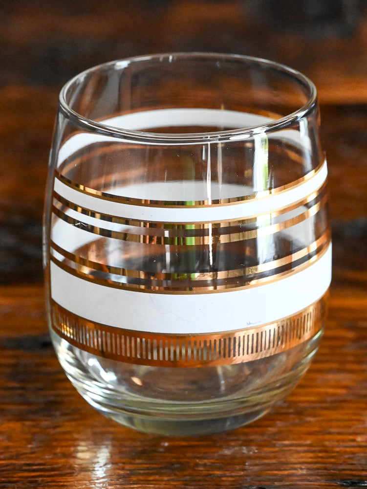 Goerges Briard white and gold striped double old fashioned glasses