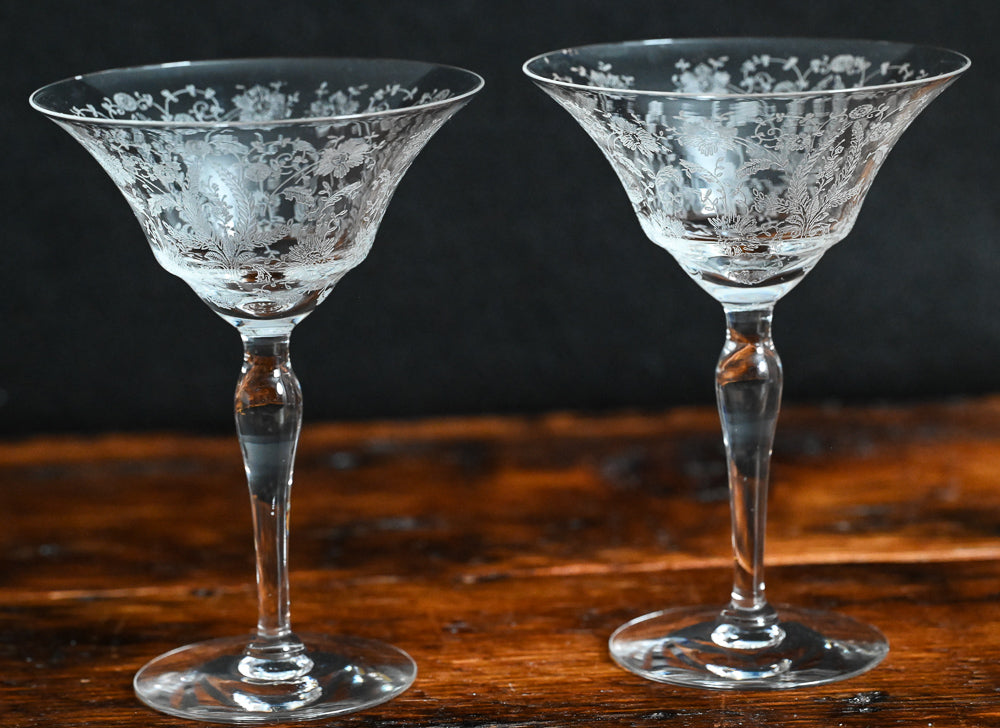 Prelude etched pattern Viking Glass cocktail coupe