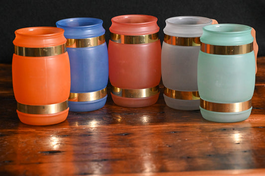 rainbow Siestaware Barrel Mugs with wooden handles