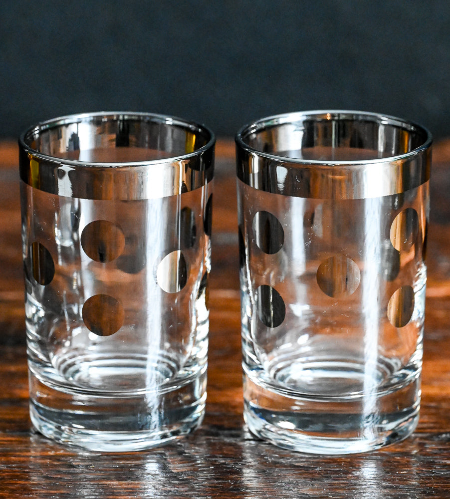 Metalyte Platinum rim and polka dot juice glasses