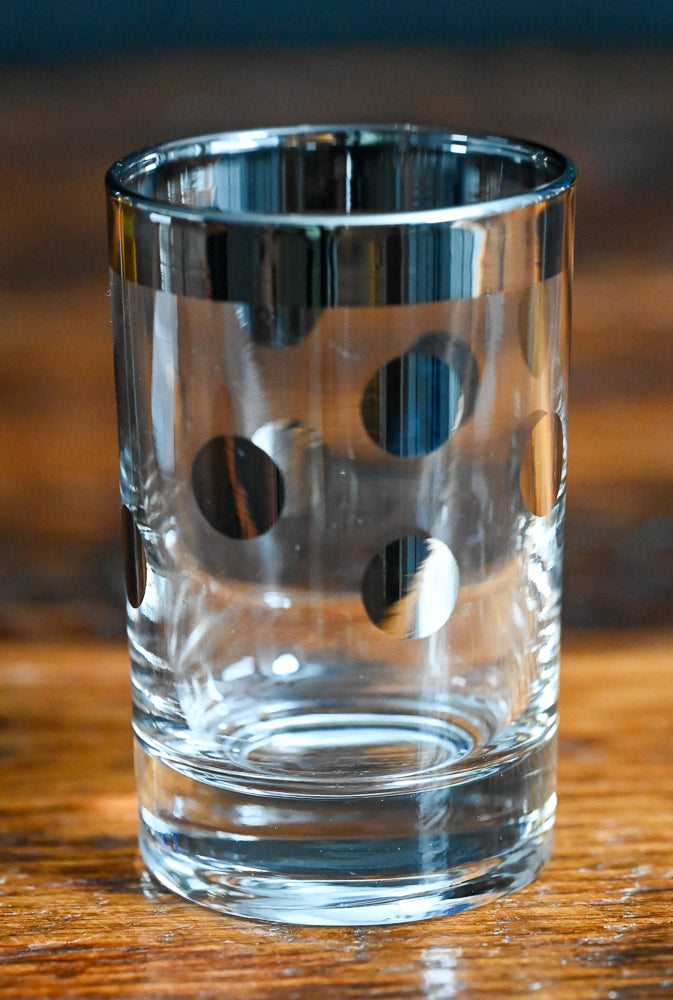 Metalyte Platinum rim and polka dot juice glasses