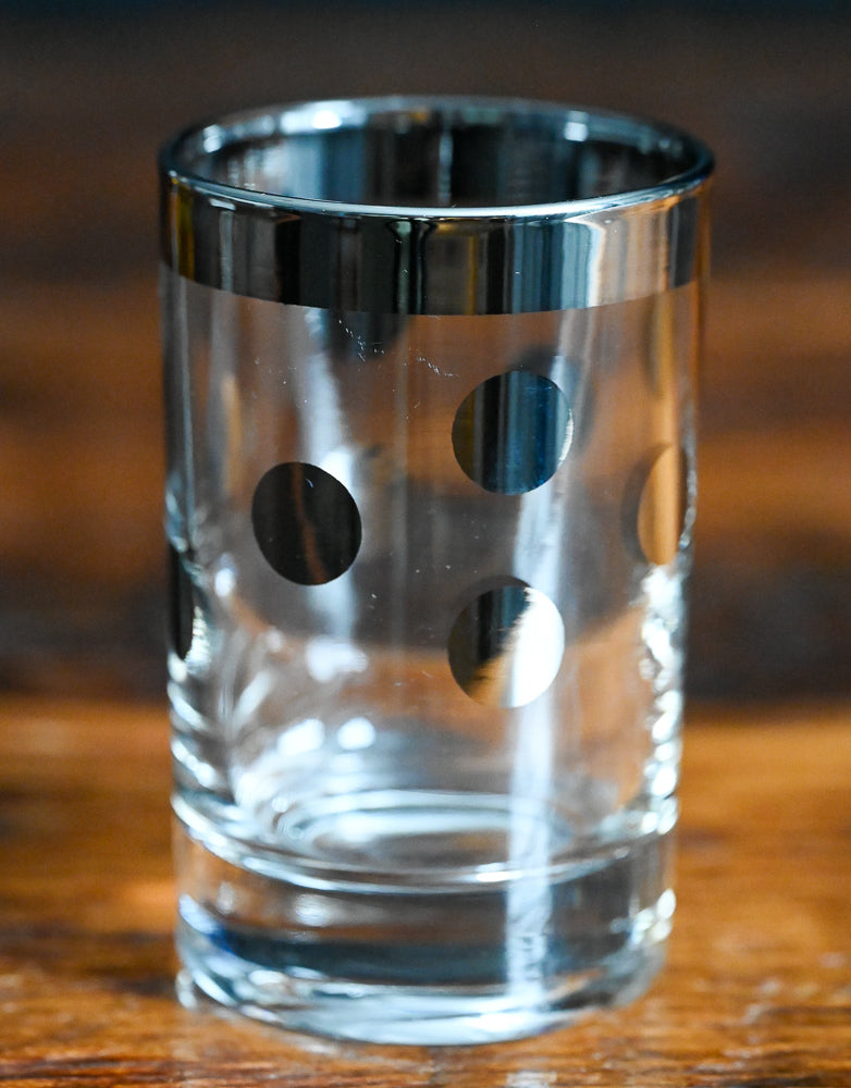 Metalyte Platinum rim and polka dot juice glasses