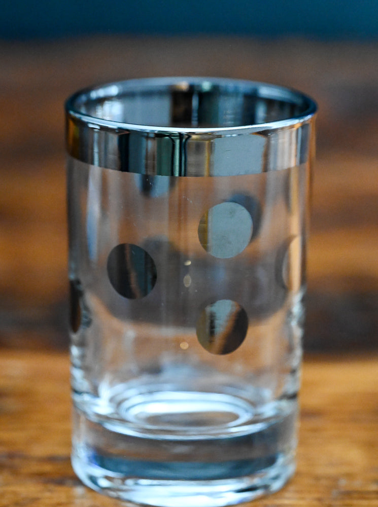 Metalyte Platinum rim and polka dot juice glasses