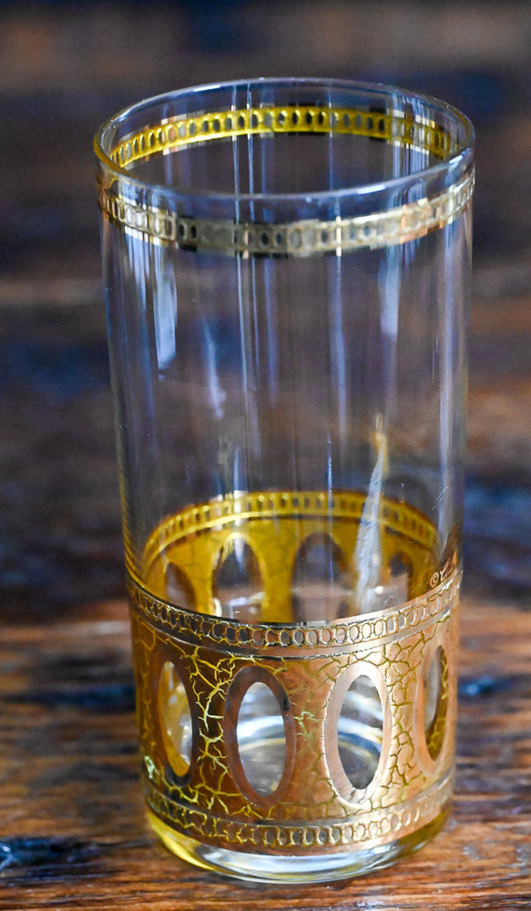 Culver Antigua 22K gold crackle print highball glasses