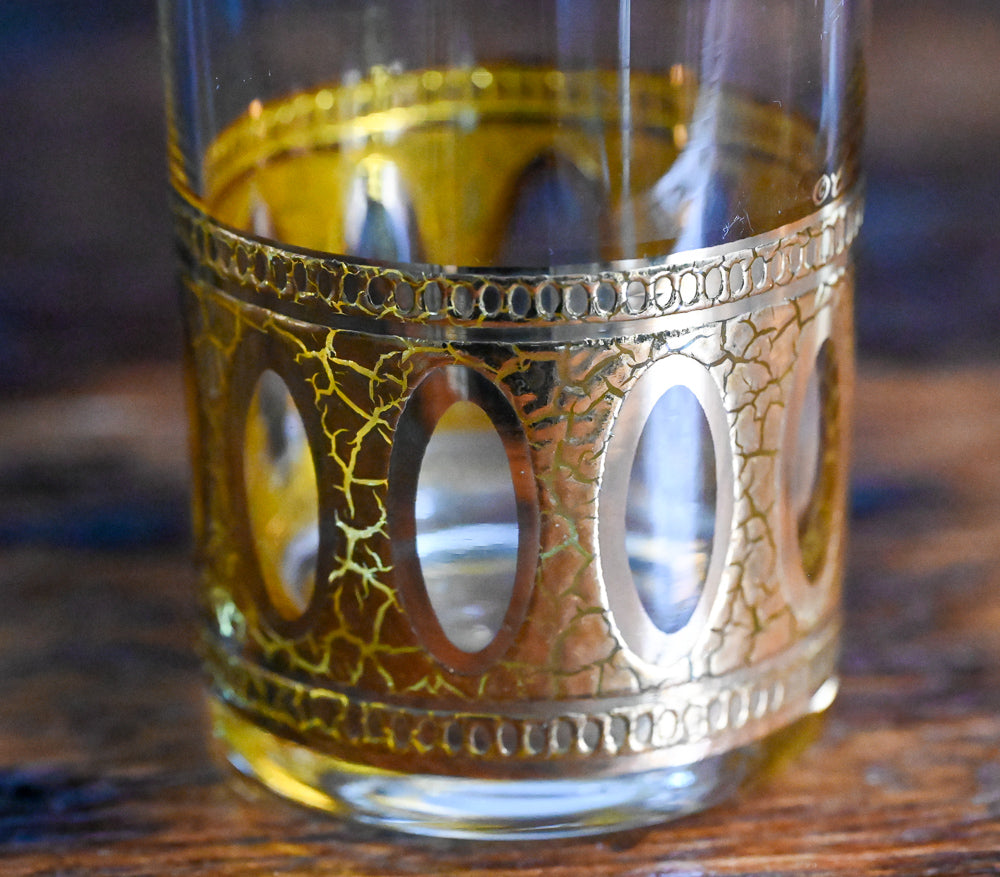 Culver Antigua 22K gold crackle print highball glasses