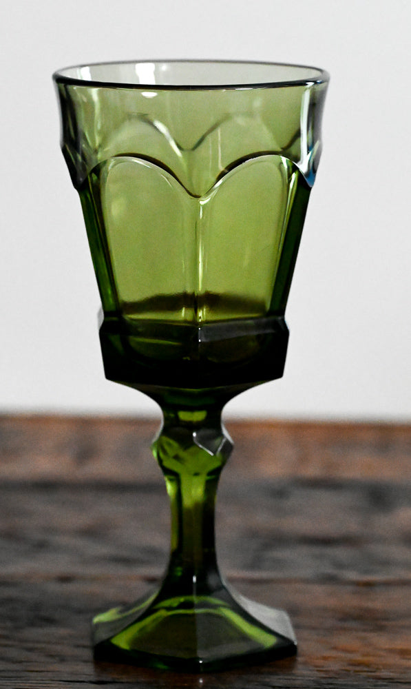 green glass Fostoria Virginia goblets