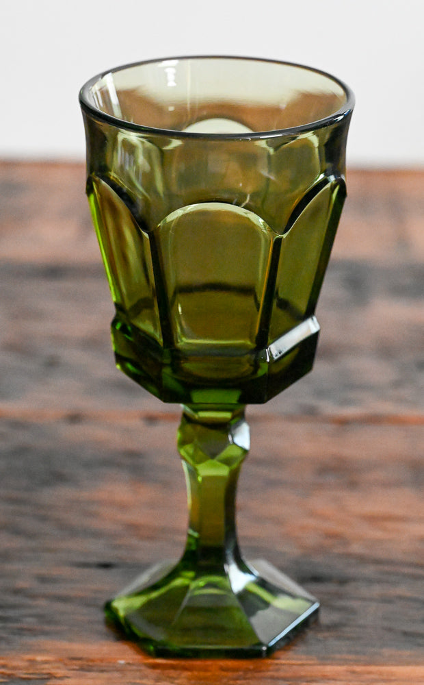 green glass Fostoria Virginia goblets